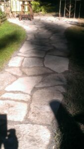 Flagstone walkway by Twin Oaks Landscaping