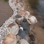 shoreline preservation boulder retaining wall