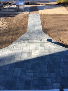 Brick paver patio and walkway by Twin Oaks Landscaping