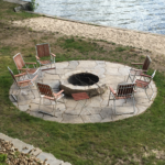 Outdoor living brick paver fire pit and patio