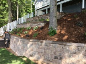 Retaining wall and softscape design and installation by Twin Oaks Landscaping